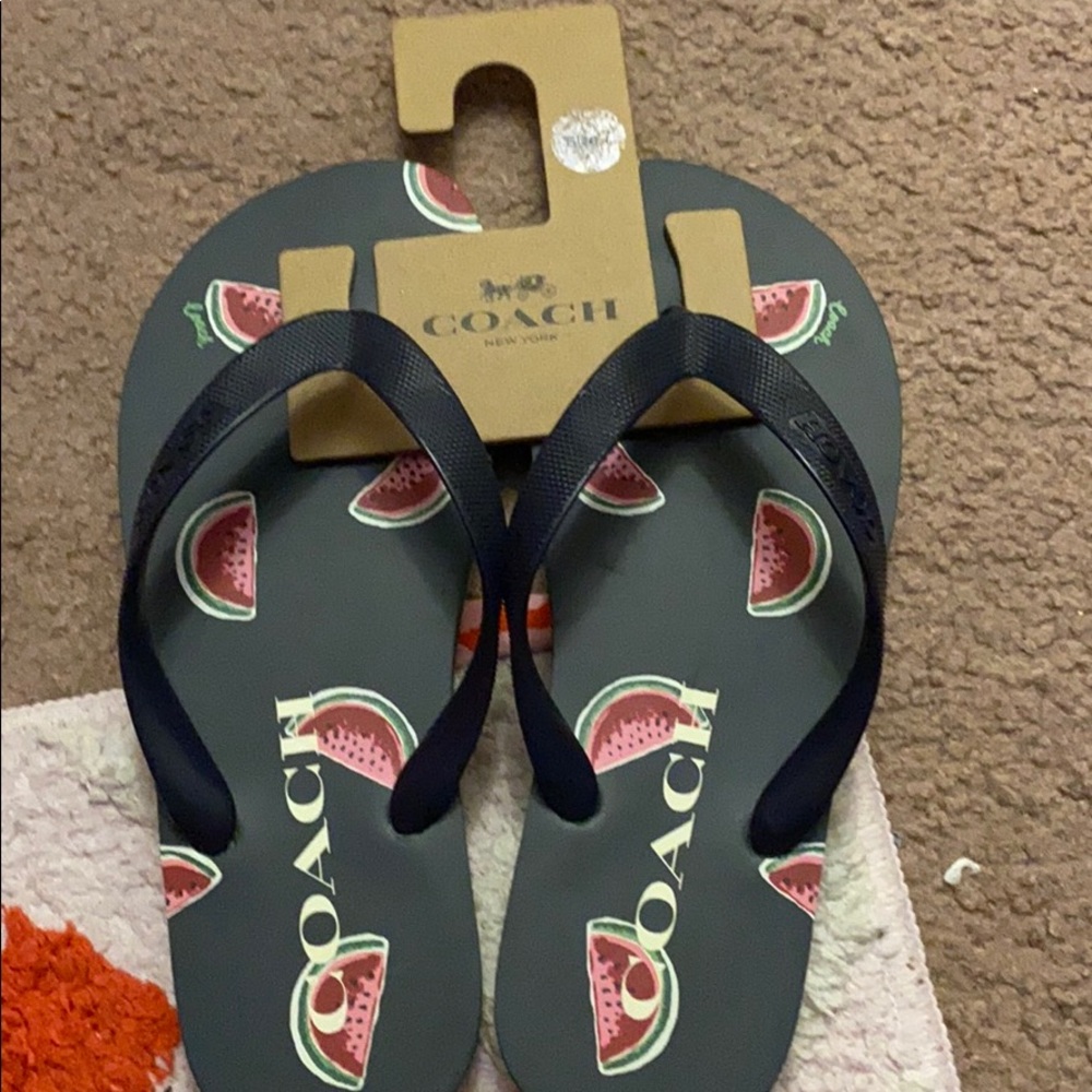 Coach watermelon flip flops size 7 new